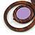 Brown/ Lilac Bird and Circle Wooden Pendant Cotton Cord Long Necklace - 84cm L/ 10cm Pendant - view 6