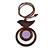 Brown/ Lilac Bird and Circle Wooden Pendant Cotton Cord Long Necklace - 84cm L/ 10cm Pendant - view 3