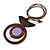 Brown/ Lilac Bird and Circle Wooden Pendant Cotton Cord Long Necklace - 84cm L/ 10cm Pendant - view 8