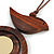 Brown/ Cream Bird and Circle Wooden Pendant Cotton Cord Long Necklace - 84cm L/ 10cm Pendant - view 5
