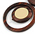 Brown/ Cream Bird and Circle Wooden Pendant Cotton Cord Long Necklace - 84cm L/ 10cm Pendant - view 6