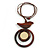 Brown/ Cream Bird and Circle Wooden Pendant Cotton Cord Long Necklace - 84cm L/ 10cm Pendant - view 3