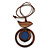 Brown/ Dark Blue Bird and Circle Wooden Pendant Cotton Cord Long Necklace - 84cm L/ 10cm Pendant - view 3