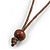 Brown/ Dark Blue Bird and Circle Wooden Pendant Cotton Cord Long Necklace - 84cm L/ 10cm Pendant - view 7