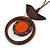 Brown/ Orange Bird and Circle Wooden Pendant Cotton Cord Long Necklace - 84cm L/ 10cm Pendant - view 4