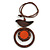 Brown/ Orange Bird and Circle Wooden Pendant Cotton Cord Long Necklace - 84cm L/ 10cm Pendant - view 2