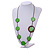 Green/ Brown Coin Wood Bead Cotton Cord Necklace - 80cm Long - Adjustable - view 2