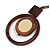 Brown/ Cream Double Circle Wooden Pendant Brown Cotton Cord Long Necklace - 80cm L/ 10cm Pendant - Adjustable - view 4