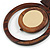 Brown/ Cream Double Circle Wooden Pendant Brown Cotton Cord Long Necklace - 80cm L/ 10cm Pendant - Adjustable - view 6