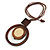 Brown/ Cream Double Circle Wooden Pendant Brown Cotton Cord Long Necklace - 80cm L/ 10cm Pendant - Adjustable - view 8