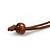 Brown/ Cream Double Circle Wooden Pendant Brown Cotton Cord Long Necklace - 80cm L/ 10cm Pendant - Adjustable - view 7