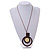 Brown/ Cream Double Circle Wooden Pendant Brown Cotton Cord Long Necklace - 80cm L/ 10cm Pendant - Adjustable - view 2