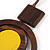 Brown/ Yellow Double Circle Wooden Pendant Brown Cotton Cord Long Necklace - 80cm L/ 10cm Pendant - Adjustable - view 5