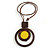 Brown/ Yellow Double Circle Wooden Pendant Brown Cotton Cord Long Necklace - 80cm L/ 10cm Pendant - Adjustable - view 3