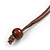 Brown/ Yellow Double Circle Wooden Pendant Brown Cotton Cord Long Necklace - 80cm L/ 10cm Pendant - Adjustable - view 7