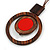 Brown/ Red Double Circle Wooden Pendant Brown Cotton Cord Long Necklace - 80cm L/ 10cm Pendant - Adjustable - view 3