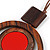 Brown/ Red Double Circle Wooden Pendant Brown Cotton Cord Long Necklace - 80cm L/ 10cm Pendant - Adjustable - view 5
