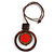 Brown/ Red Double Circle Wooden Pendant Brown Cotton Cord Long Necklace - 80cm L/ 10cm Pendant - Adjustable - view 4
