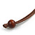 Brown/ Red Double Circle Wooden Pendant Brown Cotton Cord Long Necklace - 80cm L/ 10cm Pendant - Adjustable - view 7
