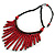 Statement Red Wooden Bead Fringe Black Cotton Cord Necklace - Adjustable - view 4