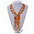 Orange/ Transparent Glass Bead, Sea Shell Component Tassel Necklace with Button and Loop Closure - 44cm L (Necklace)/ 17cm L (Tassel) - view 2