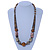 Animal Print Chunky Wood Bead Long Necklace (Cream, Black & Antique Silver) - 68cm L - view 6