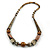 Animal Print Chunky Wood Bead Long Necklace (Cream, Black & Antique Silver) - 68cm L - view 5