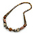 Animal Print Chunky Wood Bead Long Necklace (Cream, Black & Antique Silver) - 68cm L - view 4