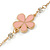 Long Light Pink Enamel Daisy Floral Necklace In Gold Plating - 112cm L - view 4