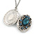 Vintage Inspired Two Strand Blue/ Teal Crystal Locket Necklace - 66cm L - view 5