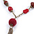 Vintage Inspired Red Cotton and Acrylic Bead, Chain Tassel Necklace In Bronze Tone - 60cm L/ 8cm Ext, 13cm Tassel - view 5
