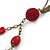 Vintage Inspired Red Cotton and Acrylic Bead, Chain Tassel Necklace In Bronze Tone - 60cm L/ 8cm Ext, 13cm Tassel - view 8