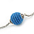 Retro Style Layered Blue Cotton, Acrylic Bead Necklace In Pewter Tone Metal - 74cm L - view 5