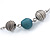 Retro Style Layered Blue Cotton, Acrylic Bead Necklace In Pewter Tone Metal - 74cm L - view 6