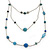 Retro Style Layered Blue Cotton, Acrylic Bead Necklace In Pewter Tone Metal - 74cm L - view 7
