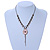 Vintage Inspired Pink enamel Floral Pendant with Bronze Tone Chain Necklace - 40cm L/ 8cm Ext - view 2