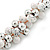 White & Silver Tone Acrylic Bead Cluster Choker Necklace - 38cm L/ 5cm Ex - view 3