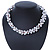 White & Silver Tone Acrylic Bead Cluster Choker Necklace - 38cm L/ 5cm Ex - view 2