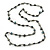 Long Slate Black Shell Nugget, Grey Glass Bead Single Strand Necklace - 100cm L