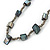 Long Slate Black Shell Nugget, Grey Glass Bead Single Strand Necklace - 100cm L - view 5