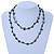 Long Slate Black Shell Nugget, Grey Glass Bead Single Strand Necklace - 100cm L - view 2