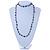 Long Slate Black Shell Nugget, Grey Glass Bead Single Strand Necklace - 100cm L - view 6