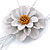 Off White Leather Daisy Pendant with Long Cotton Cord - 80cm L - Adjustable - view 5