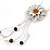 Off White Leather Daisy Pendant with Long Cotton Cord - 80cm L - Adjustable - view 7