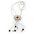 Off White Leather Daisy Pendant with Long Cotton Cord - 80cm L - Adjustable - view 3