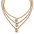 3 Strand Layered Gold/ Silver/ Rose Gold Mesh Chain With Ball Charm Necklace - 54cm L/ 4cm Ext