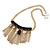 Statement Gold Tone with Black Cotton Cord Fringe Necklace - 63cm L/ 7cm Ext/ 11cm Pendant - view 7