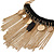 Statement Gold Tone with Black Cotton Cord Fringe Necklace - 63cm L/ 7cm Ext/ 11cm Pendant - view 8