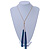 Long Blue Chain Tassel Necklace In Gold Tone Metal - 74cm L/ 19cm L (Tassel) - view 2
