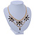 Statement Black/ Clear Crystal Stone Flower Embellished Necklace In Gold Plating - 42cm L/ 8cm Ext - view 2